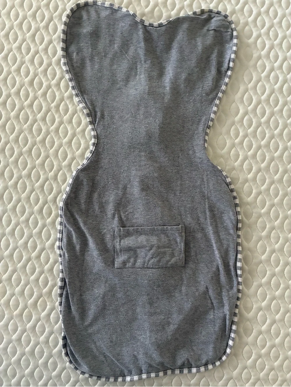 Love to Dream Grey Zip-Up Swaddle One Piece with Striped Trim